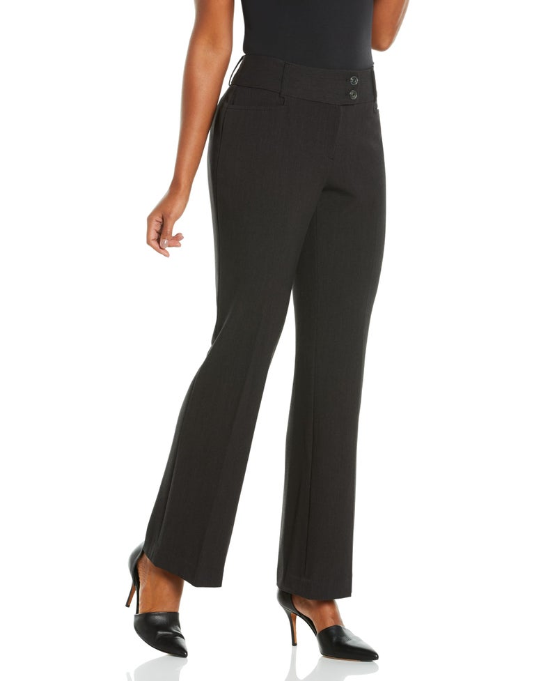 Rafaella Women's Curvy Fit Gabardine Bootcut Stretch Dress Pants with Pockets, Soft Stretch Work Slacks, 29" & 32" Inseams, Graphite, 6 - Image 1
